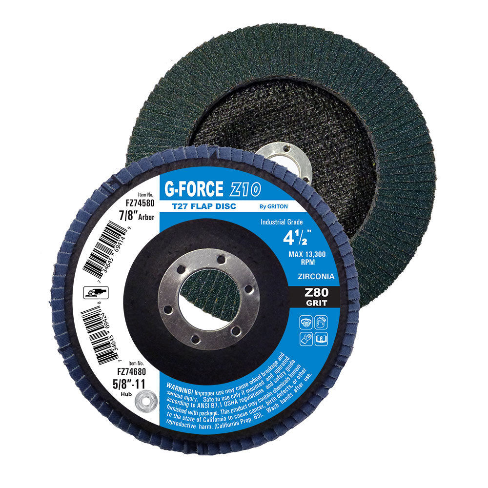 FZ745XX 4-1/2″x 7/8″,T27 Zirconia Flap Discs, Grit Z40, Z60