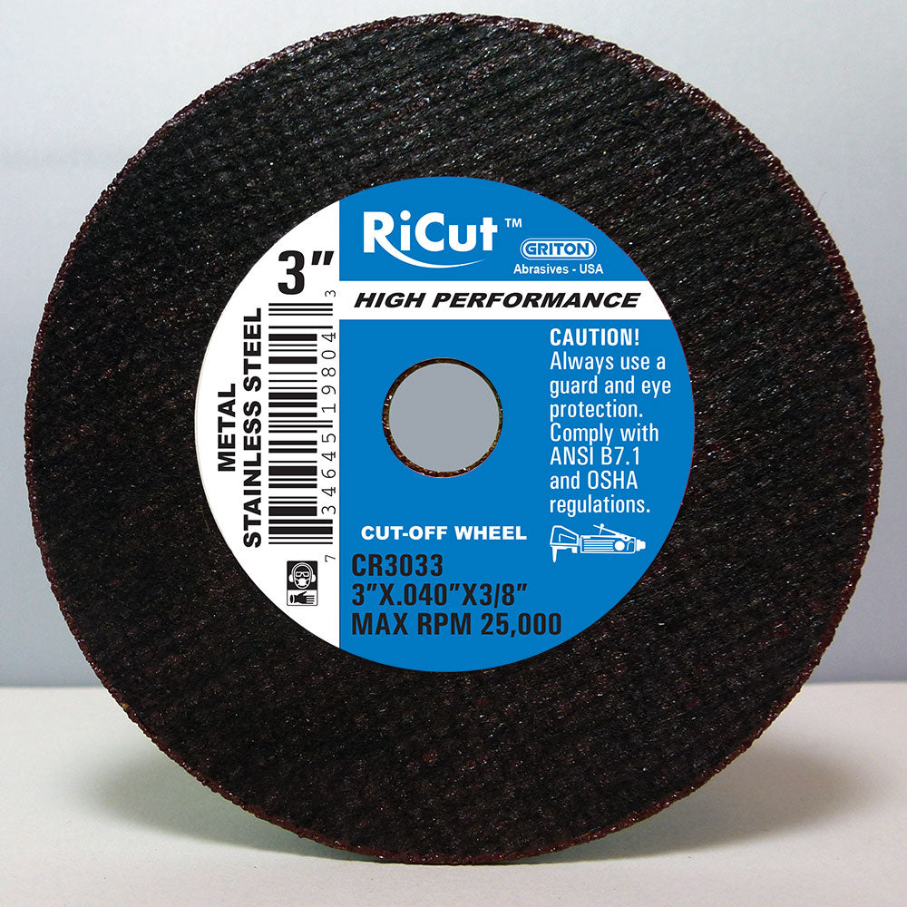CR3033 3″x.040″x3/8″ Metal/Stainless Steel Cutting Wheels (10/pack)