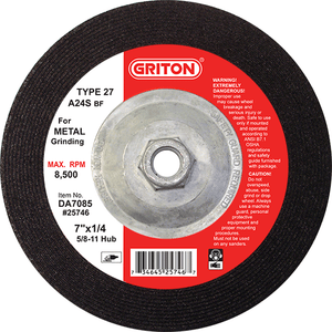 DA7085 7″x1/4″x5/8-11 w/Hub for METAL Grinding (10pcs/pack)