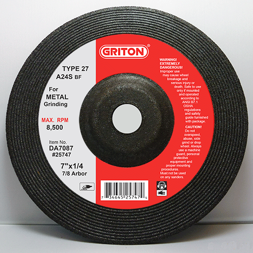 DA7087 7″x1/4″x7/8″ for METAL Grinding (10/pack)