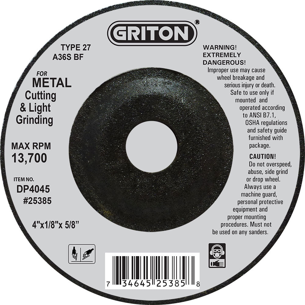 DP4045 4″x 1/8″x 5/8″ T-27 METAL Cutting (10/pack)