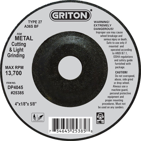 DP4045 4″x 1/8″x 5/8″ T-27 METAL Cutting (10/pack)