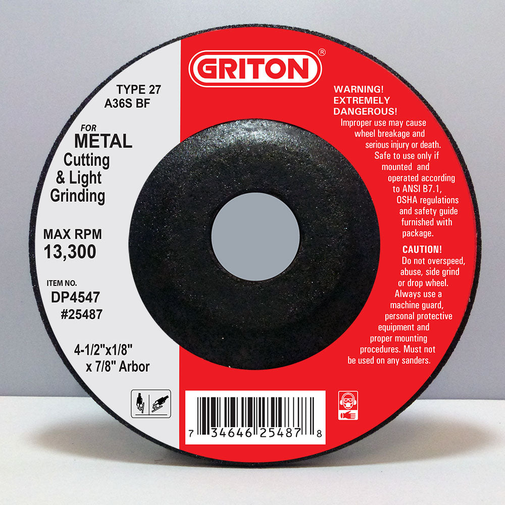 DP4547 4-1/2″x 1/8″x 7/8″ T-27 METAL Cutting & Light Grinding (10/pack)