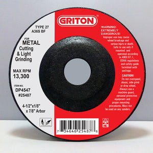 DP4547 4-1/2″x 1/8″x 7/8″ T-27 METAL Cutting & Light Grinding (10/pack)