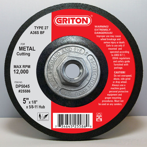 DP5045 5″x 1/8″x 5/8-11 T-27 METAL Cutting & Light Grinding (10/pack)