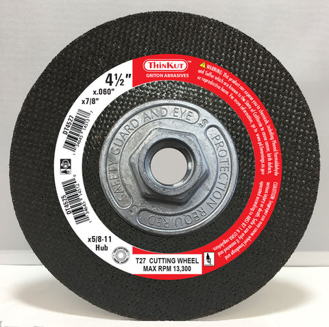 DT4525 4-1/2″x 0.060″x 5/8-11 T-27 METAL Cutting (10/pack)