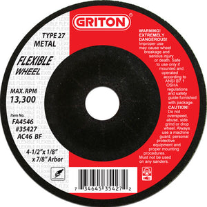 FA4546 4.5″x1/8″x7/8″ T27 Flexible Grinding Wheel (10/box)