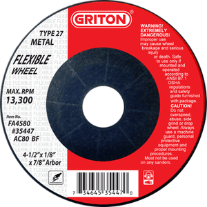 FA4580 4.5″x1/8″x7/8″ T27 Flexible Grinding Wheel (10/pack)