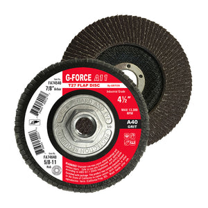 FA746XX 4-1/2″ X 5/8-11, T-27 Flap Discs w/Hub, Grit 40, 60, 80, 120 (10/pack)